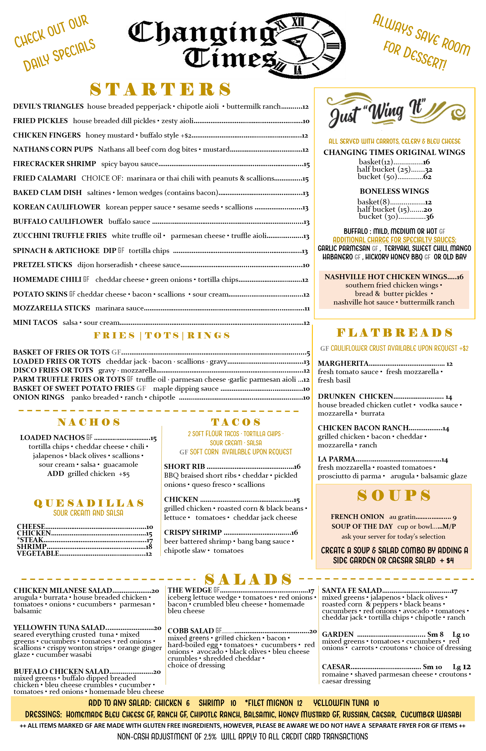 Changing Times East Northport Menu